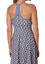 Prana Dress Cali Womens Built In Bra Sz Small Blue Print Sleeveless Racerback