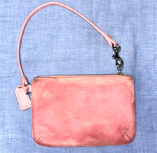 Coach Pink Suede Corner Zip Wristlet - fair condition