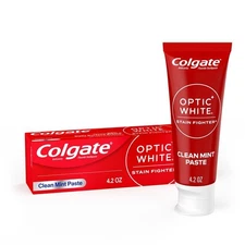 3 Pk Colgate Optic White Stain Fighter Enamel Safe 4.2oz Clean Mint Paste Exp 27