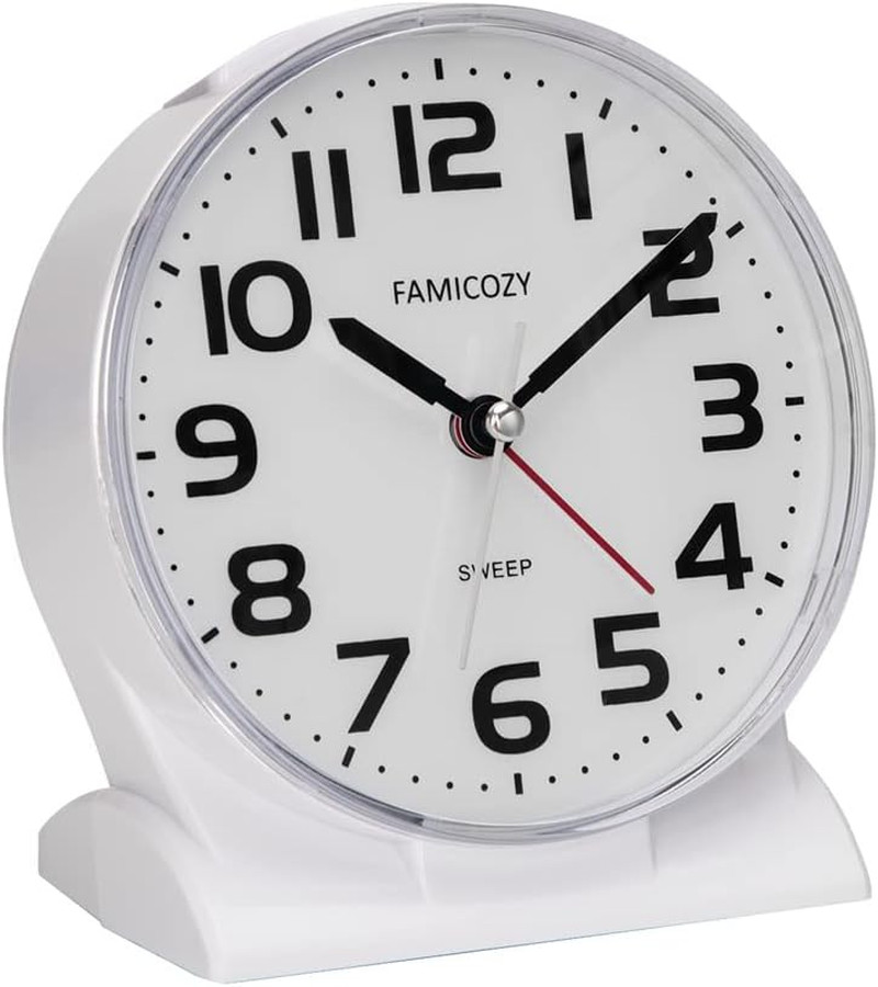 4.5" No Ticking Analog Alarm Clock,Silent Readable for Seniors,Easy to Set,Gradu