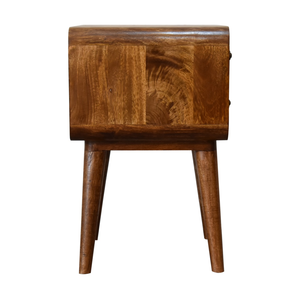 Artisan Furniture Solid Wood Curved Chestnut Bedside - Brown - Image 2