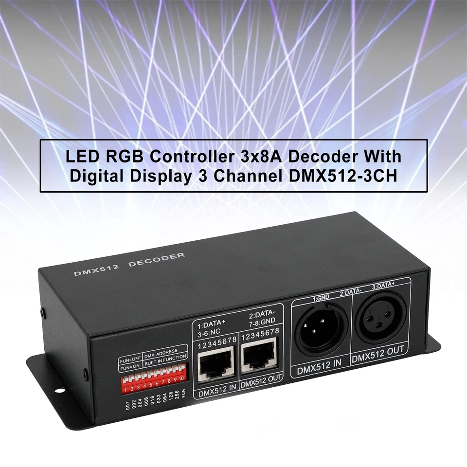 RGB Controller 3X8A AHcoder Mit Digitalanzeige 3 Kanal DMX512-3CH - Bild 2 von 4