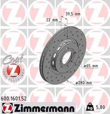 2x ZIMMERMANN Bremsscheibe SPORT Z 600.1601.52 für VW SEAT IBIZA PASSAT GOLF 1G1