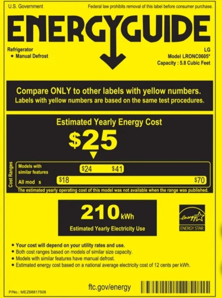 NUEVO EN CAJA - LG 6.0 pies cúbicos Mini refrigerador/congelador superior de una puerta LRONC0605V Foto 3 de 4