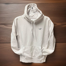 Hollister Logo Hoodie Sweatshirt Bright White Sz S Chest 40-42 Worn Once Maybe