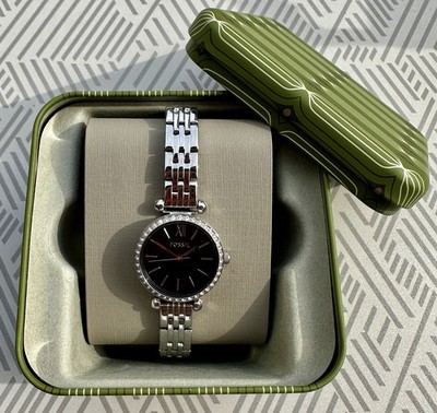 Fossil Karli BQ3501 Damenuhr - Neu mit Etikett - Silver/Black - Box