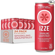 IZZE Sparkling Water Juice Beverage Blend, Grapefruit, 8.4 FL OZ, 24 Cans