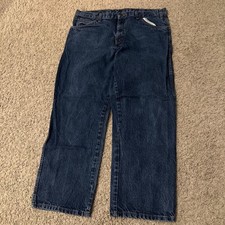 Dickies Jeans Mens 38x29 Blue Denim Straight Leg Workwear 5 Pocket Zip Fly Faded