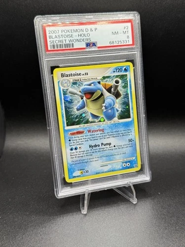 Pokemon Blastoise 2/132 Secret Wonders Reverse Holo PSA 8