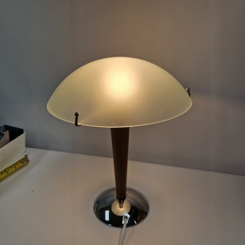Lampada vintage Ikea KVINTOL legno faggio vetro cromato art deco fungo lampada da tavolo - Foto 2 di 14