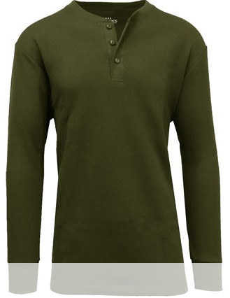 МУЖСКАЯ ТЕРМОРУБАШКА HENLEY ИЗ ВАФЕЛЬНОГО ТРИКОТАЖА BLUE ICE GBH - РАЗМЕР МУЖСКОЙ L - ОЛИВКОВЫЙ 5390₽