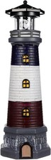 Solar Garden Lighthouse Decor Resin Waterproof Solar-powered Lighthouse Statue