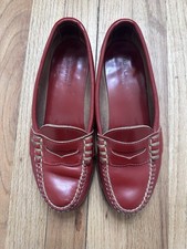 RALPH LAUREN Vtg 80’s Red Leather Loafers Sz 7B Made In The USA