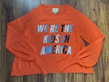 Wildfox White Label We  re the kids in America Orange Oversized Sweater, Size S