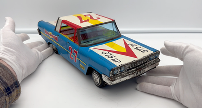 Vtg Japan Friction 1963 Ford Galaxie Speed King Race Car / Mitake