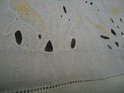 Vintage WHITE on WHITE Linen CUTWORK  EMBROIDERED Table Runner Scarf  16" X  41" — photo 3