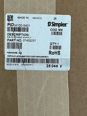 Simplex 4100-5401 Fire Alarm Control Panel ES-PS Power Supply 07432237