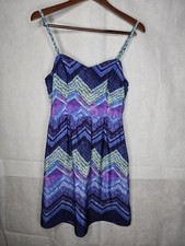 American Eagle Chevron Mini Dress Blue Spaghetti Strap Cutout Pockets Summer 6
