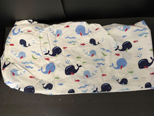 Pottery Barn Kids Blue WHALE Fish Crib SHEET Ocean Baby Nursery Toddler Gift NEW