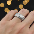 Men’s 8mm Tungsten Wedding Band With Silver Finish and Engraved Bark Design — photo 6