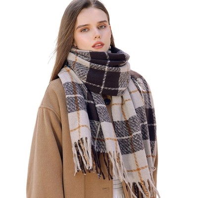 Scarfs for Christmas Winter Warm Scarf Classical Plaids Tassels Edge Oversized
