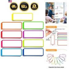 54pcs Magnetic Dry Erase Labels Colorful Name Tags Flexible Reusable Magnetic...