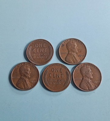  US Sammlermünzen Lot: 5x 1 Cent 1946   E Pluribus Unum   Tolle Patina