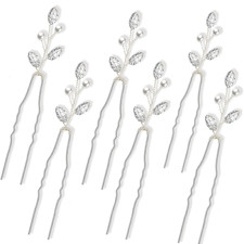 6 Pieces Pearl Crystal Bridal Hair Pins Rhinestone Flower Wedding Hair Pins Prom