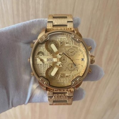 2025 Diesel Mr. Daddy 2.0 Gold Chronograph Herrenuhr DZ7479 Übergroß 57mm Neu