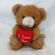 Vintage Russ Berrie 6 in Plush Bear Stuffed Animal I Love You Heart Valentine