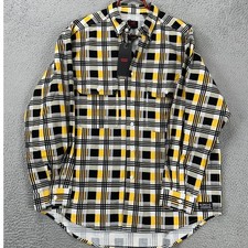 NEW Levis Shirt Mens Small Yellow Black Flannel Plaid Long Sleeve Button Down