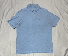 Vineyard Vines Polo Shirt Mens Large Blue Edgartown Whale Logo Pocket Stretch