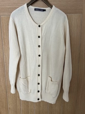 WOOLOVERS 100% REINE SCHURWOLLE CREME LONGLINE CARDIGAN DAMEN GRÖSSE MEDIUM