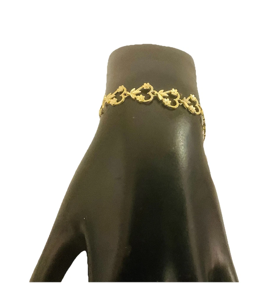 14k Gold Hearts & Roses 7” Bracelet  - Image 4 of 4