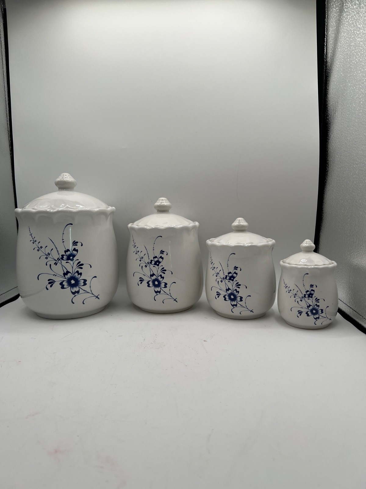 Blue & White Kitchen Ceramic canister set of 4