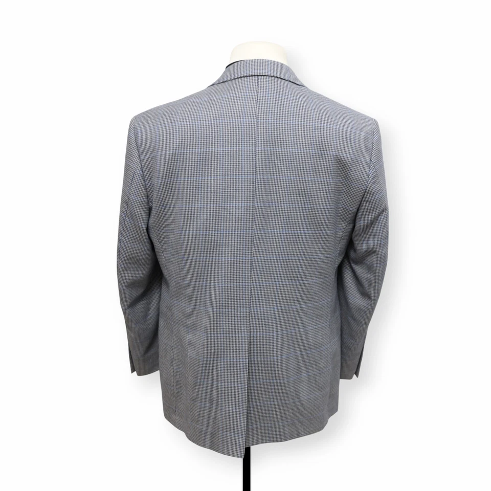 ANDREW FEZZA Hombre Gris Azul PATA DE GALLO Lana Abrigo Deportivo Traje Chaqueta Blazer 40 S Foto 4 de 4