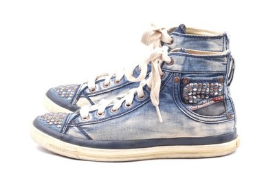 DIESEL Damen Sneaker High Top EUR 39 US 8,5 Blau Freizeitschuhe Jeans Look