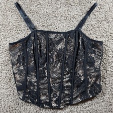 Torrid Black Lace Power Mesh Crop Corset Top 1X 14-16 blouse goth smocked edgy