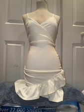 Lulus White Ruffle Bodycon Mini Dress Size XS NEW with Tags