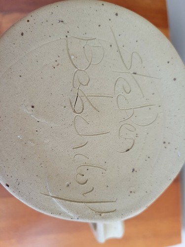 Studio Art Pottery Mug Salt Glaze Tan And Blue. France , Betschdorf Signed  - Picture 6 of 7