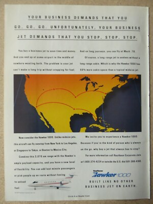 1/1994 PUB RAYTHEON HAWKER 1000 BUSINESS AIRCRAFT ORIGINAL ANZEIGE