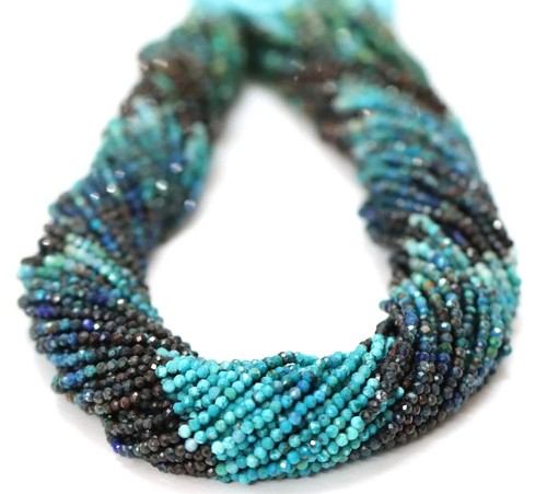 AAA Natural Chrysocolla shaded Rondelle Micro Diamond cut Faceted 2mm -3 mm bead - Picture 8 of 10