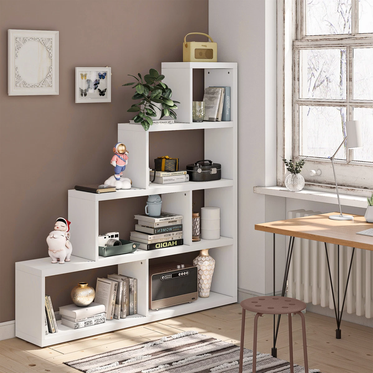 6-Shelf Corner Bookcase