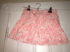 VINEYARD VINES SIZE S GIRLS WHITE ORANGE PLEATED SKIRT SEAHORSE SHELLS SUMMER