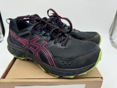 ASICS WOMEN'S GEL-VENTURE 9 TRAIL RUNNING SHOES BLACK PINK SIZE 8 WIDE