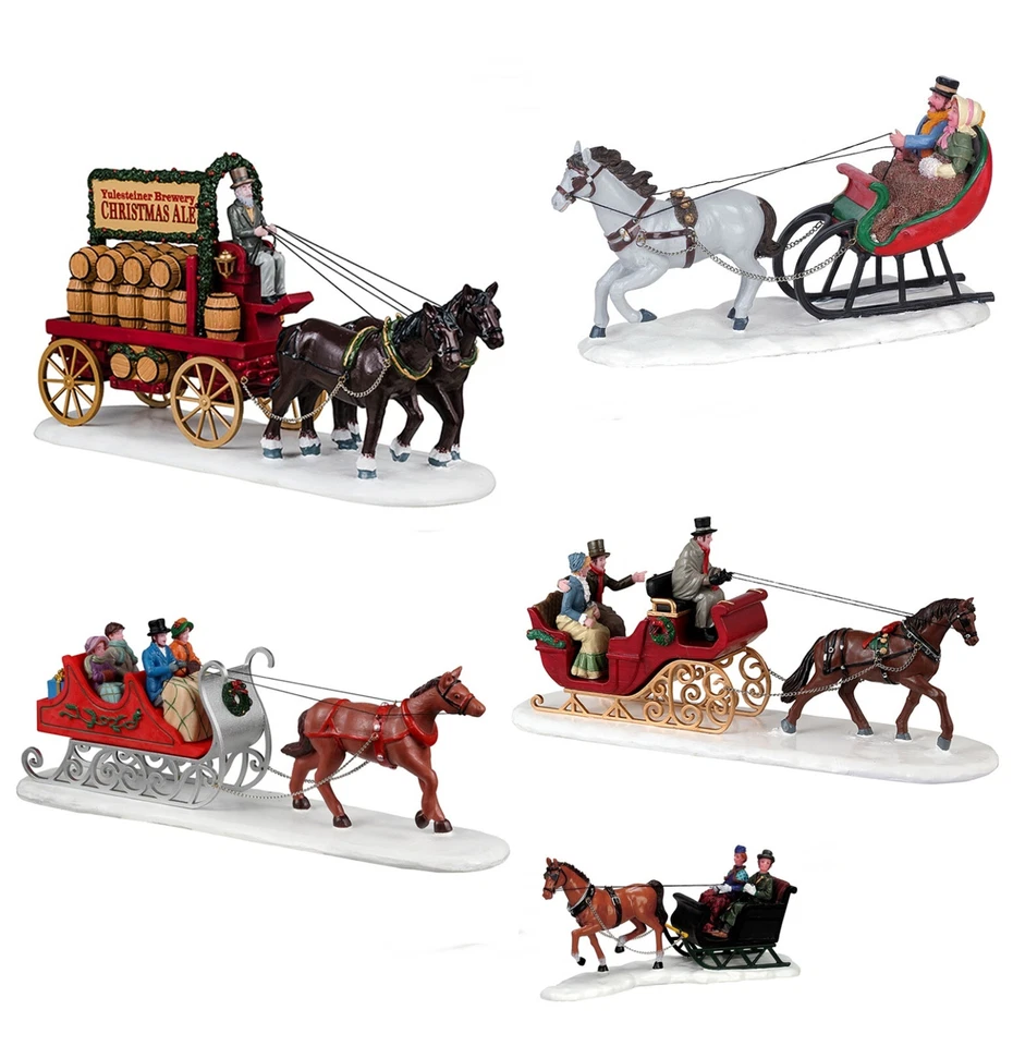 Lemax Traîneaux À Cheval Du Village De Noël Figurines De Noël Divers Modèles - Photo 1/1