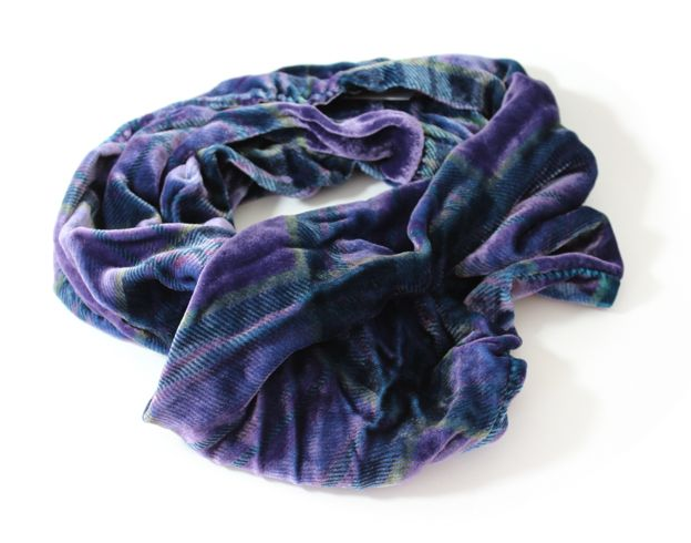 Ladycrow Twisted Silk Velvet Infinity Scarf in Vibrant Tartan Colours