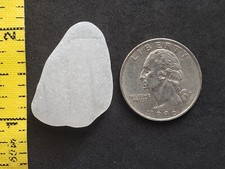 GENUINE BEACH SEA GLASS SURF TUMBLED WHITE CLEAR SNOW TEXTURE FROSTED PENDANT R2