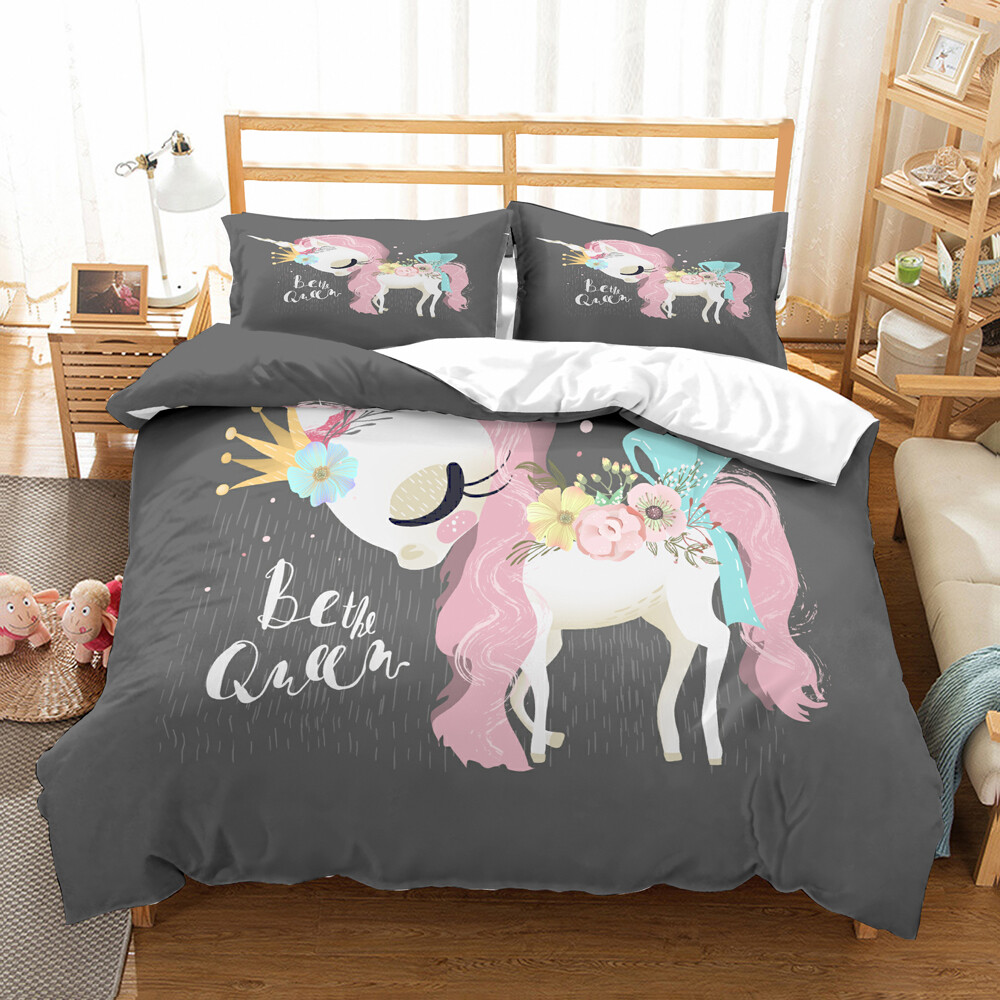 "Be The Queen" Unicorn Bedding Set Duvet Cover Comforter Cover Pillow