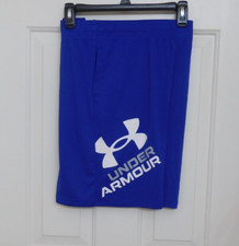 NWT Under Armour Blue White Gray Logo Sport Shorts sz YXLG